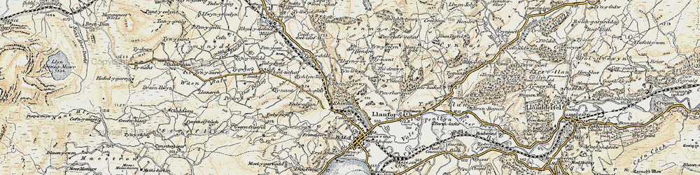 Old map of Tynddol in 1902-1903