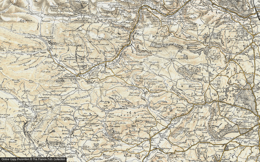 Old Map of Historic Map covering Blaen Rhiwlas Uchaf in 1902-1903