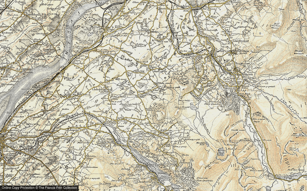 Old Map of Historic Map covering Buarth Berran in 1903-1910
