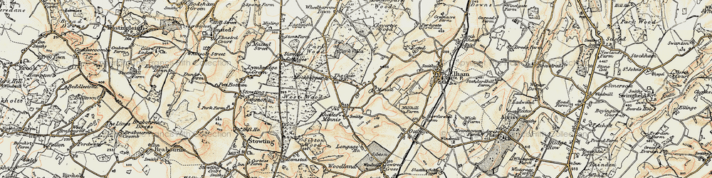 Old map of Rhodes Minnis in 1898-1899