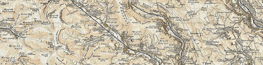 Old map of Rhondda in 1899-1900