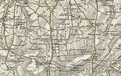 Old map of Rhôs in 1901