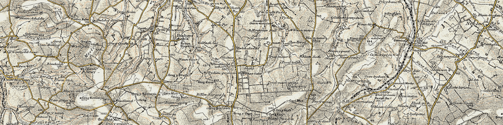 Old map of Rhôs in 1901