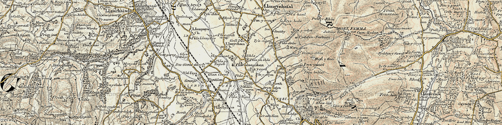 Old map of Rhôs in 1902-1903