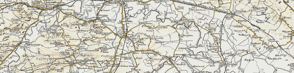 Old map of Rhôs Common in 1902-1903