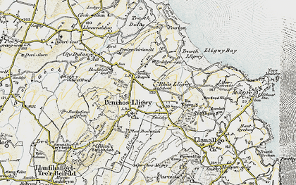 Old map of Rhôs Lligwy in 1903-1910