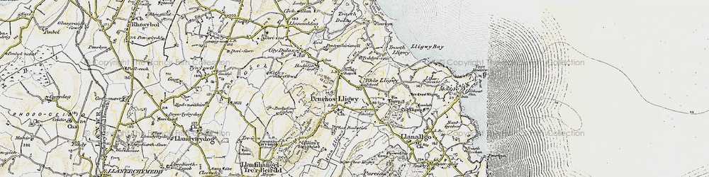 Old map of Rhôs Lligwy in 1903-1910