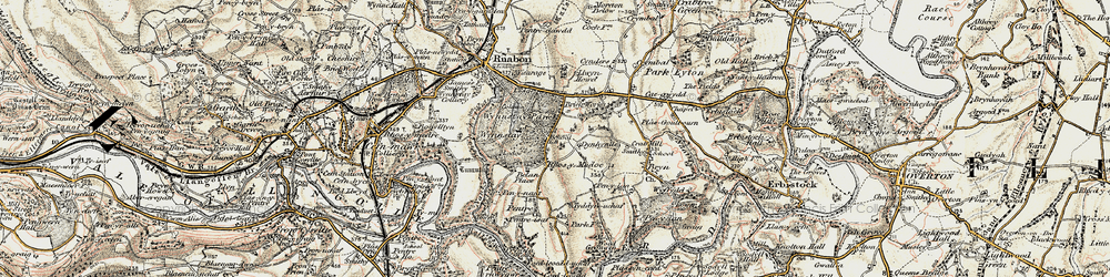 Old map of Rhos y madoc in 1902