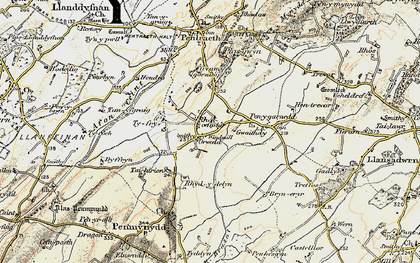 Old map of Rhoscefnhir in 1903-1910