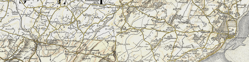 Old map of Rhoscefnhir in 1903-1910
