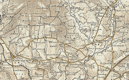 Old map of Afon Wern in 1901