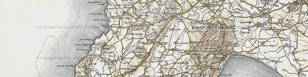 Old map of Afon Daron in 1903