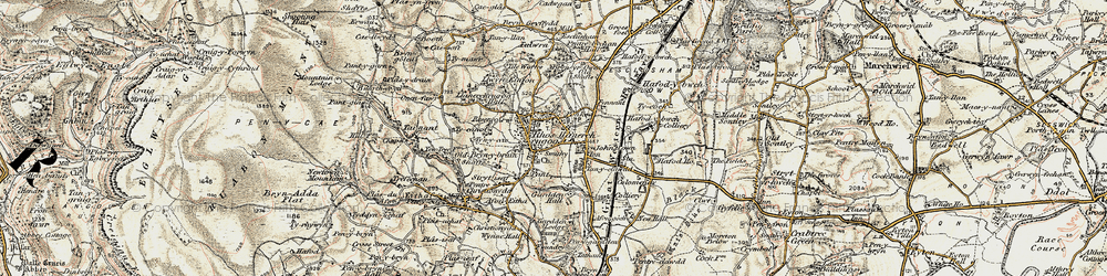 Old map of Rhosllanerchrugog in 1902