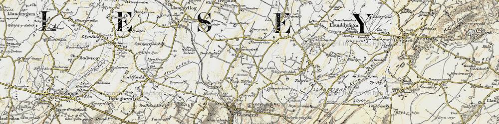 Old map of Rhosmeirch in 1903-1910