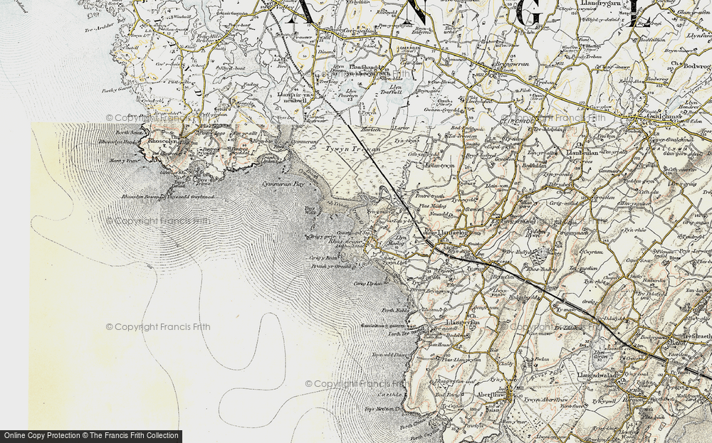 Old Map of Historic Map covering Ynys Feirig in 1903-1910