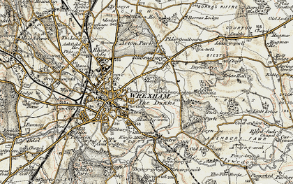 Old map of Rhosnesni in 1902