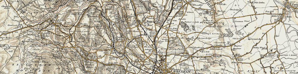 Old map of Rhosrobin in 1902