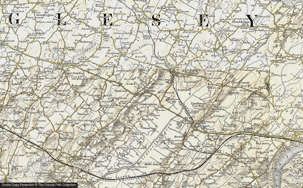 Old Map of Historic Map covering Bryn Gors in 1903-1910