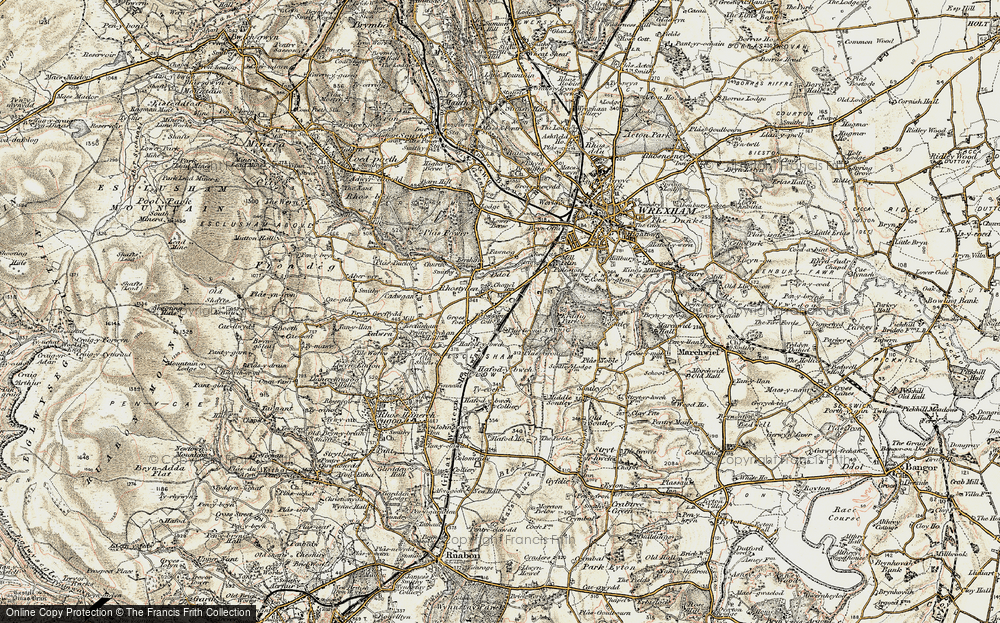 Old Map of Historic Map covering Hafod-y-bwch in 1902