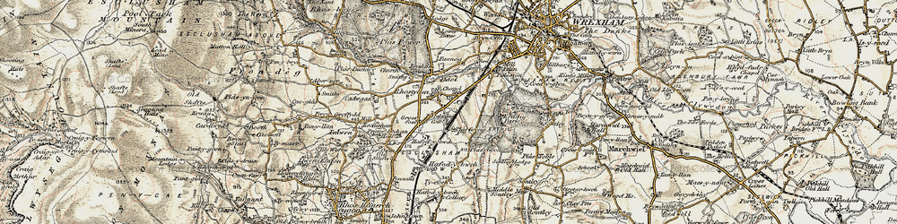 Old map of Rhostyllen in 1902