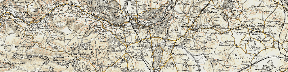 Old map of Rhoswiel in 1902