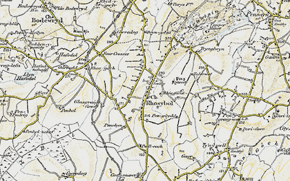 Old map of Rhosybol in 1903-1910