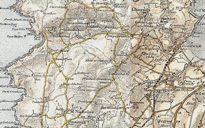 Old map of Rhosycaerau in 1901-1912