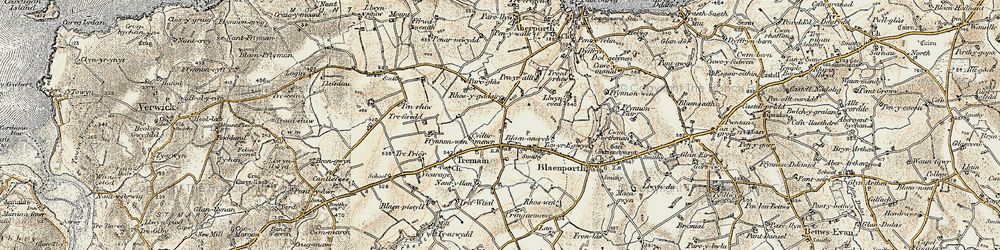 Old map of Rhosygadair Newydd in 1901