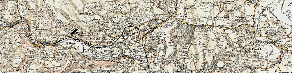 Old map of Rhosymedre in 1902-1903