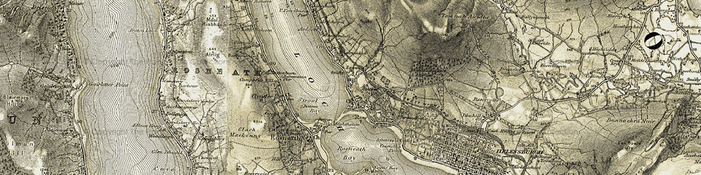 Old map of Rhu in 1905-1907