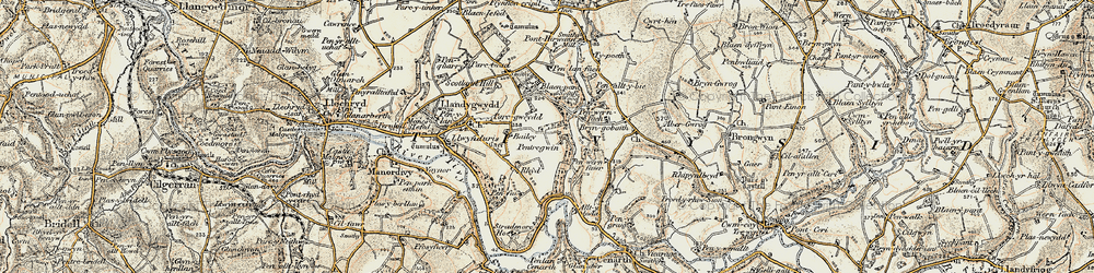 Old map of Rhyd in 1901