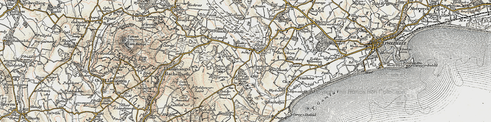 Old map of Llanfihangel in 1903