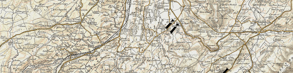Old map of Afon Hesbin in 1902-1903