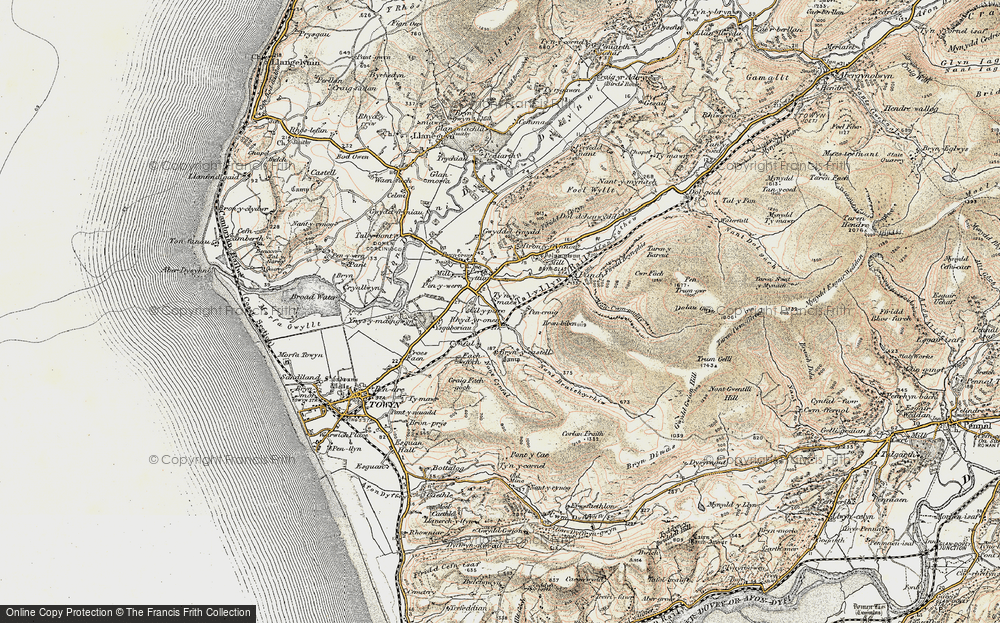 Old Map of Historic Map covering Ysguboriau in 1902-1903