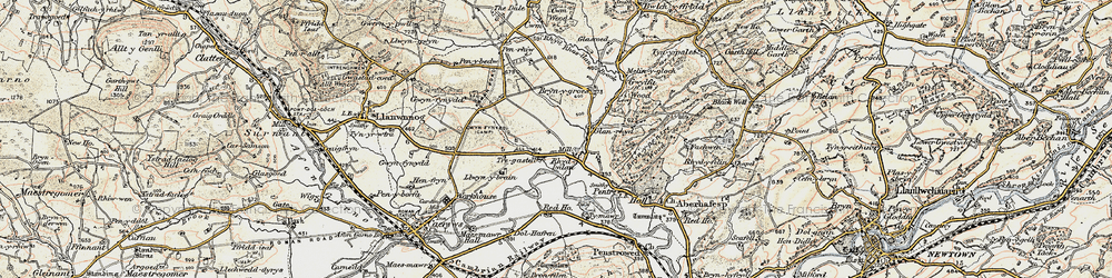 Old map of Rhydlydan in 1902-1903