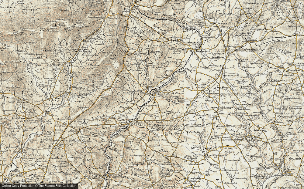 Old Map of Rhydowen, 1901 in 1901