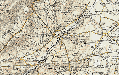 Old map of Rhydowen in 1901