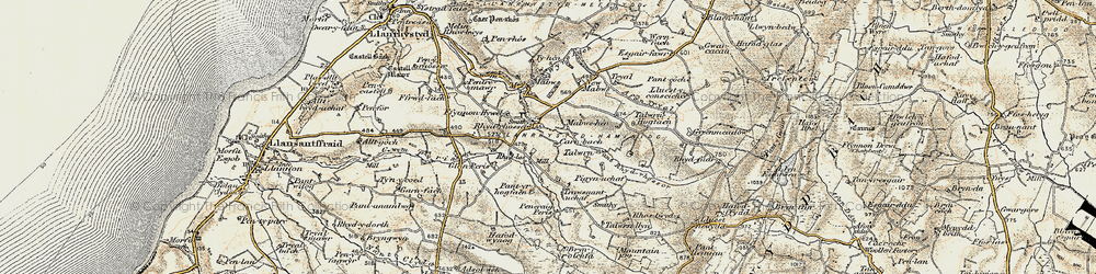 Old map of Wyre Fach in 1901-1903