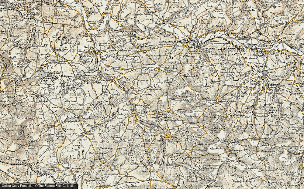 Old Map of Historic Map covering Penrherber in 1901