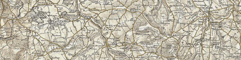 Old map of Rhydyfelin in 1901