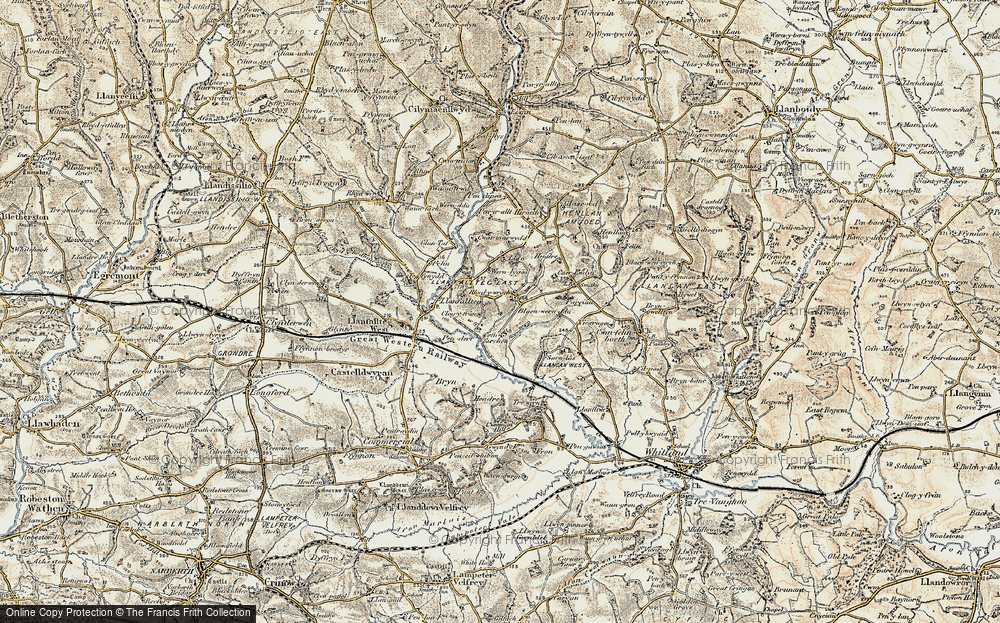 Old Map of Historic Map covering Blaenwernddu in 1901