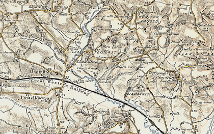 Old map of Rhydywrach in 1901