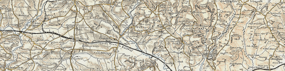 Old map of Rhydywrach in 1901