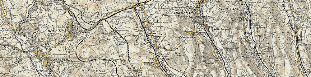 Old map of Rhymney in 1899-1900