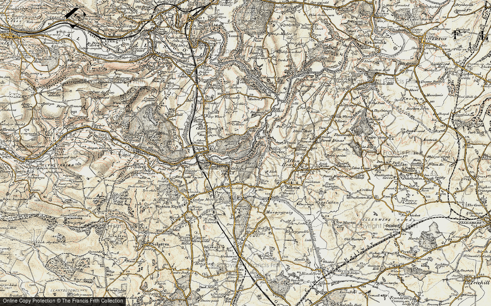 Old Map of Historic Map covering Brynkinalt in 1902