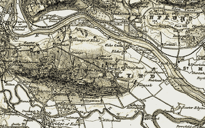 Old map of Rhynd in 1906-1908