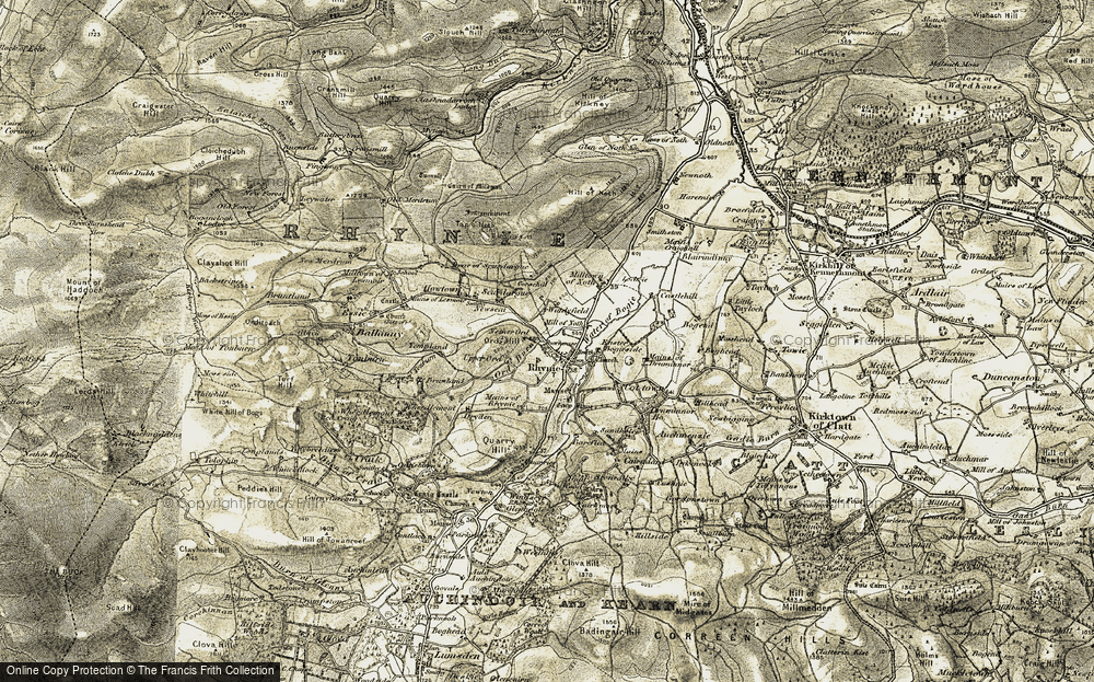 Old Map of Rhynie, 1908-1910 in 1908-1910