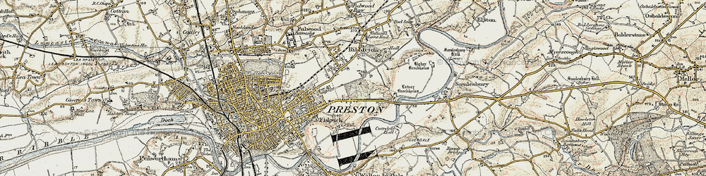 Old map of Ribbleton in 1903