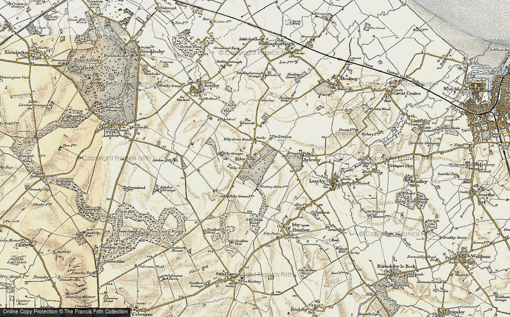 Old Map of Historic Map covering Bratlands in 1903-1908