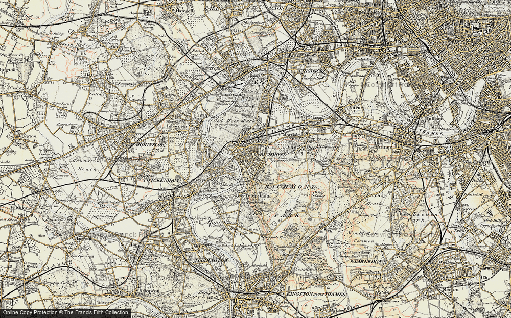 Richmond Petersham  in 1938 old map Surrey 6-NE 